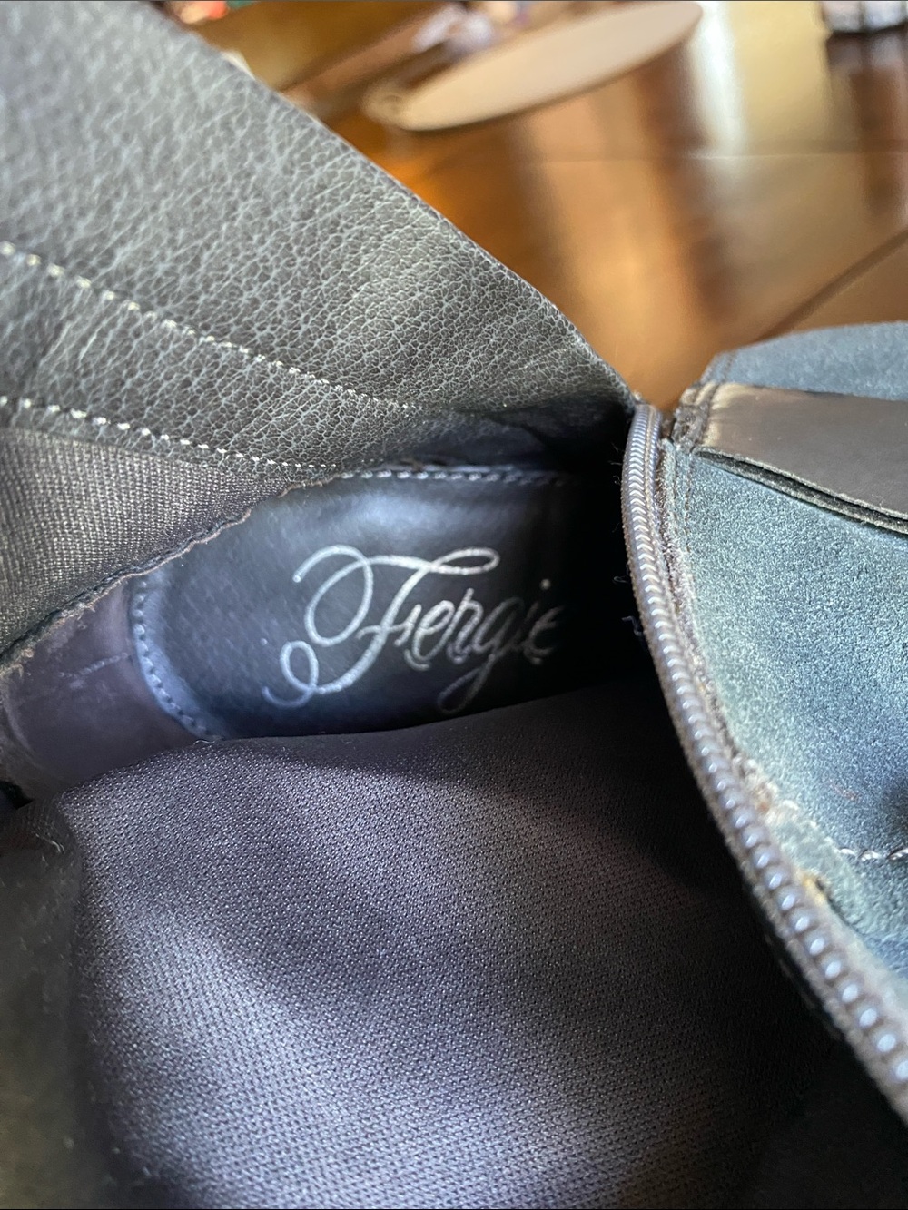 Fergie Tall Gray Moto Boots with Buckle Detail - Picture 8 of 9